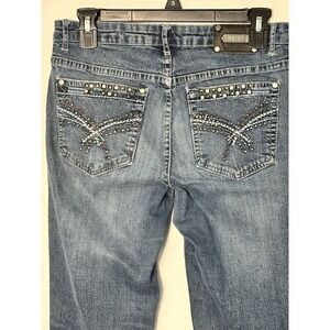 Tru Luxe Jeans Womens Denim‎ Mid Rise Stretch Embellished Pocket Blue Size 27/4